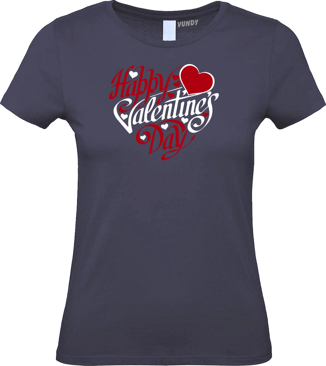 Dames T-shirt Happy Valentines Day | valentijn cadeautje voor hem haar | valentijn | valentijnsdag cadeau | Navy dames | maat M